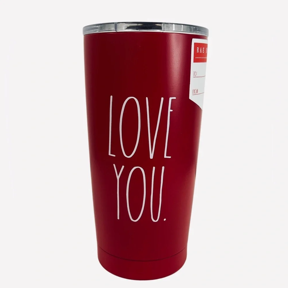 Rae Dunn Love You Red Tumbler w/Lid TM077 BPA-Free Stainless Steel 17oz/500 ml